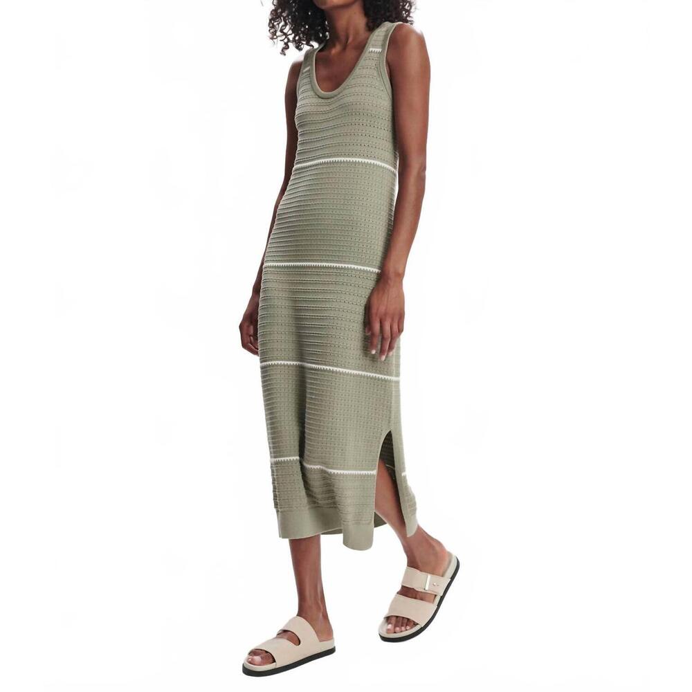 NEW VARLEY scott scoop neck midi dress in seagrass - Picture 4 of 6